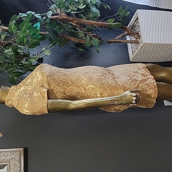 Vintage Alchemy Asian Cheongsam Jacquard Gold Dress Size S - Picture 4 of 7